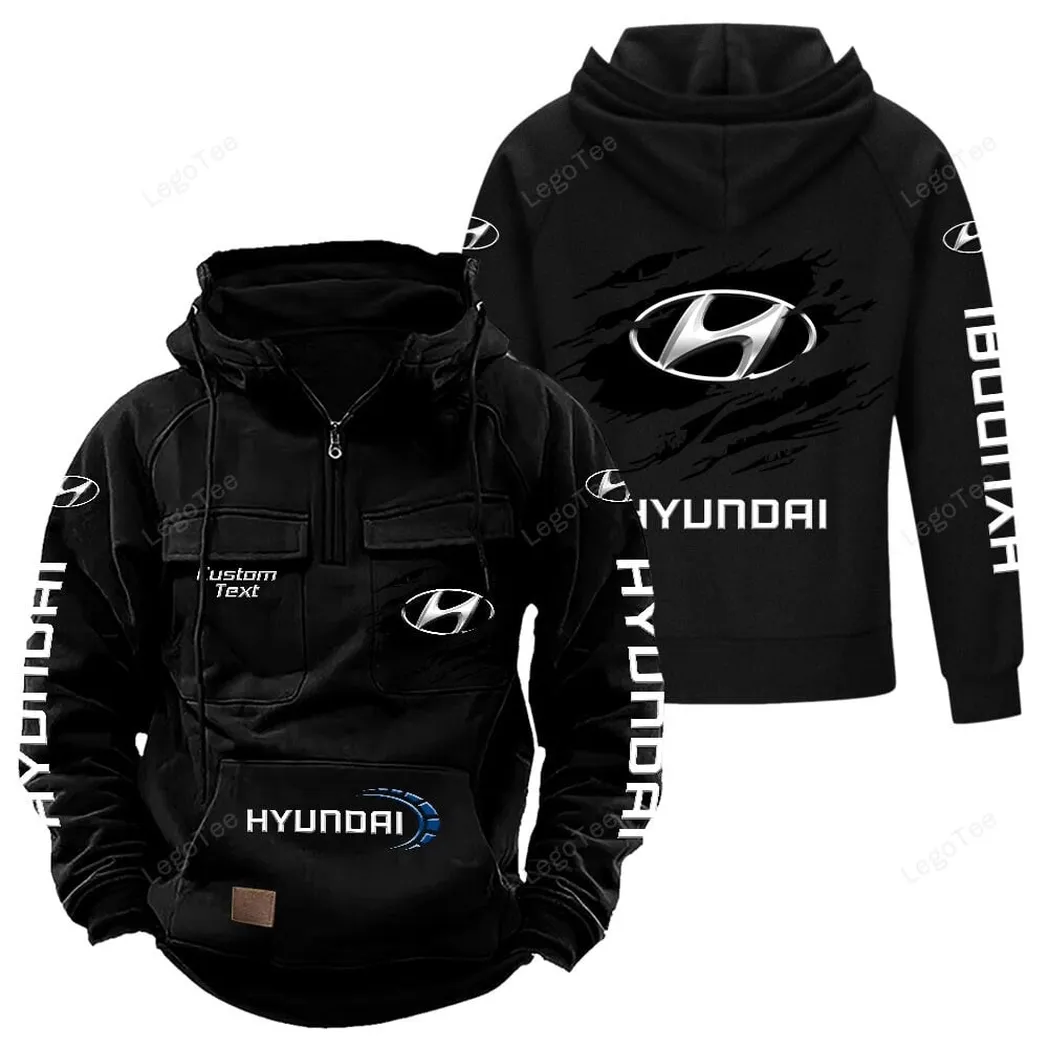 Hyundai Tactical Quarter Zip Hoodie, Gift For Hyundai Lovers, Gift For Him, Husband, Boyfriend - Black CAR122021425016-2