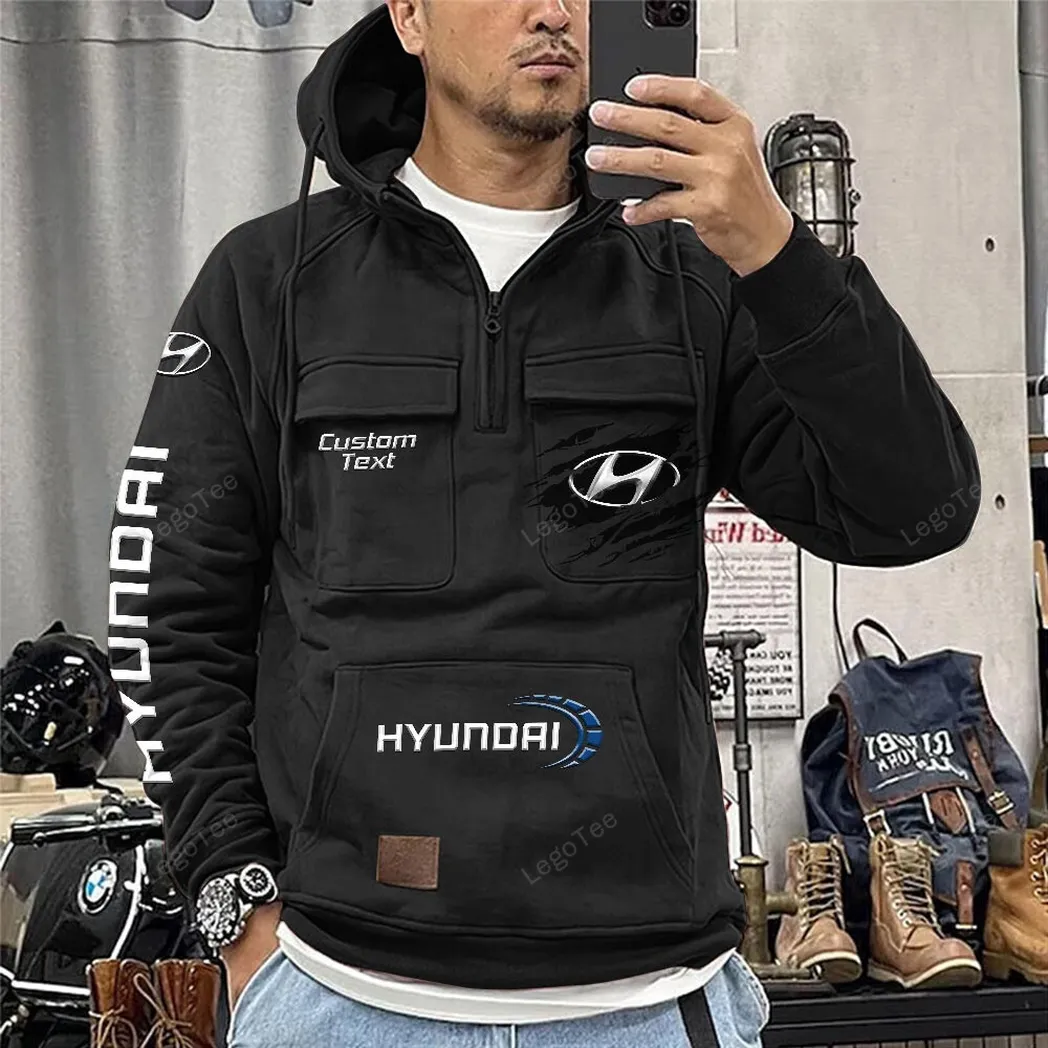 Hyundai Tactical Quarter Zip Hoodie, Gift For Hyundai Lovers, Gift For Him, Husband, Boyfriend - Black CAR122021425016-2