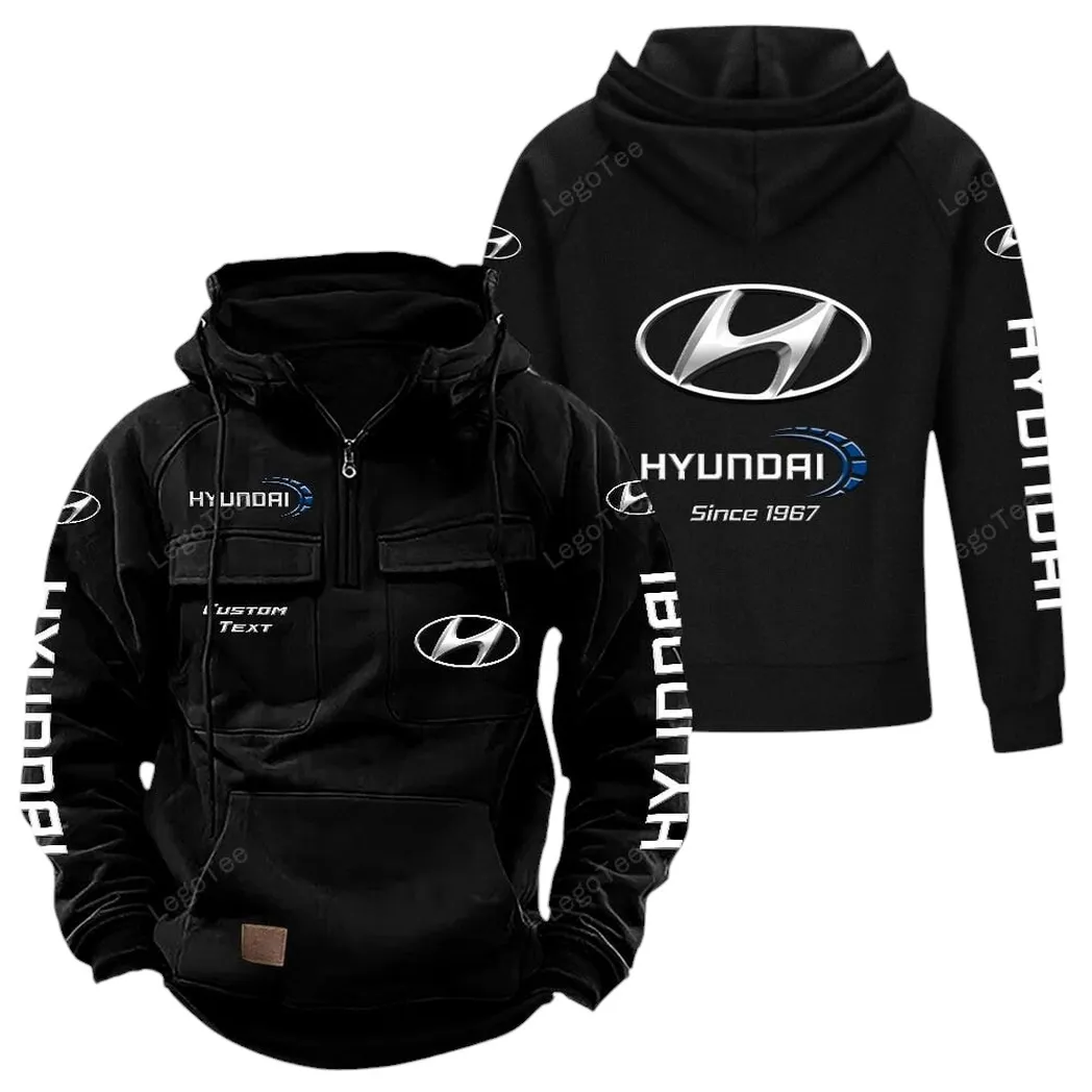 Hyundai Tactical Quarter Zip Hoodie, Gift For Hyundai Lovers, Gift For Him, Husband, Boyfriend - Black CAR96021425679-2