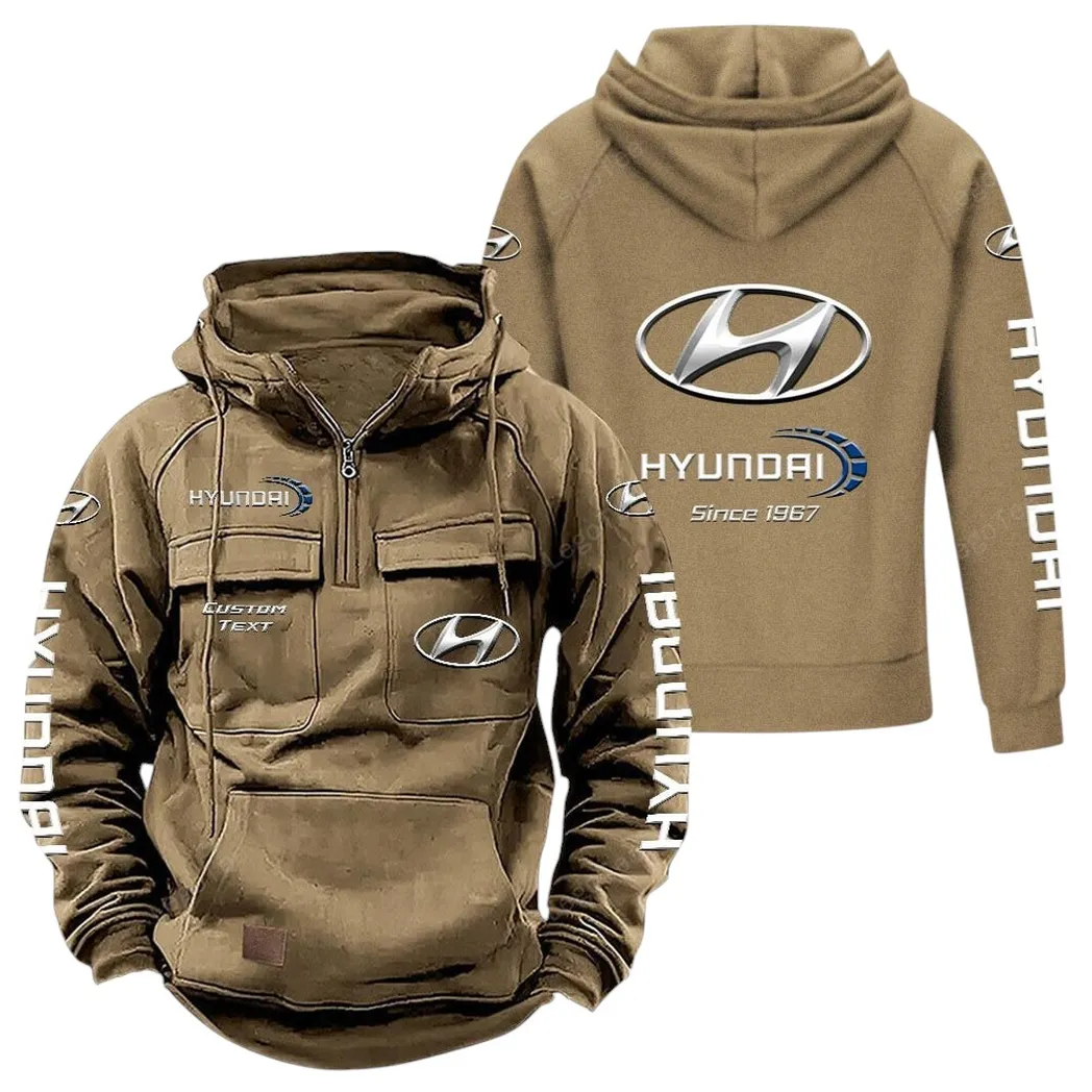 Hyundai Tactical Quarter Zip Hoodie, Gift For Hyundai Lovers, Gift For Him, Husband, Boyfriend - Khaki CAR96021425679-4