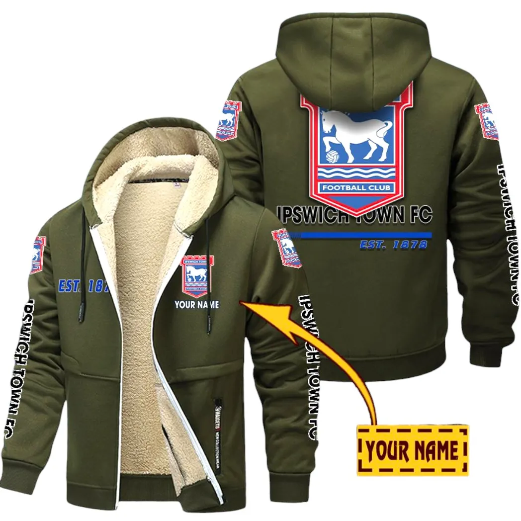 Ipswich Town EPL Lamb Fleece Thick Coat SPO0520012, Gift For Fan Ipswich Town - Army Green