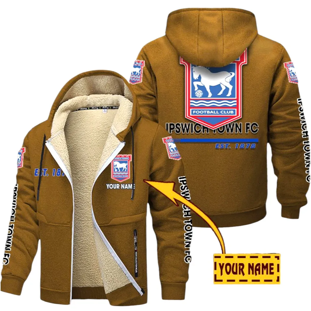 Ipswich Town EPL Lamb Fleece Thick Coat SPO0520012, Gift For Fan Ipswich Town - Brown
