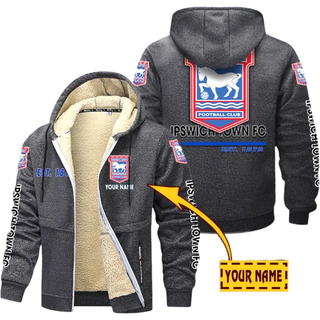 Ipswich Town EPL Lamb Fleece Thick Coat SPO0520012, Gift For Fan Ipswich Town - Dark Gray