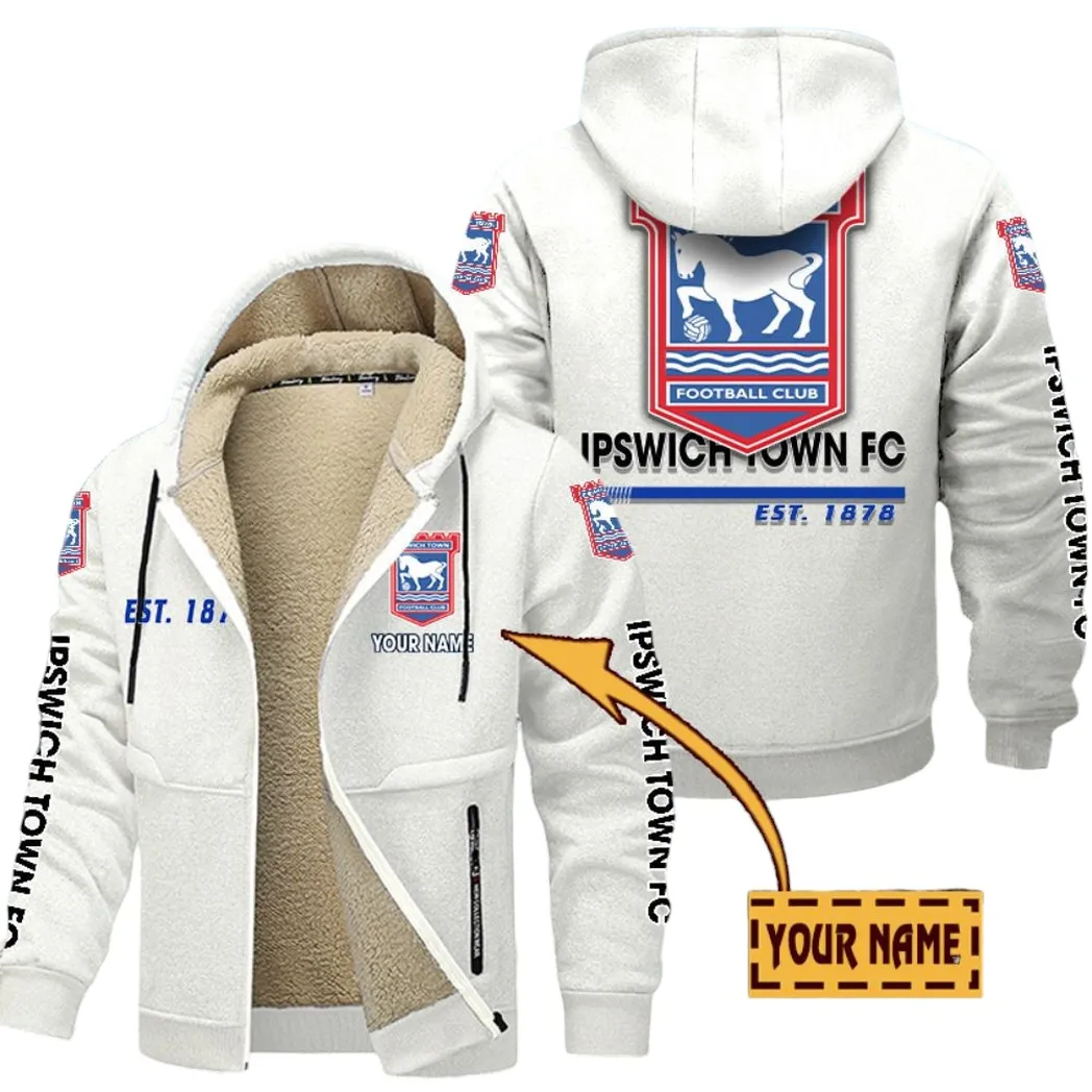 Ipswich Town EPL Lamb Fleece Thick Coat SPO0520012, Gift For Fan Ipswich Town - White