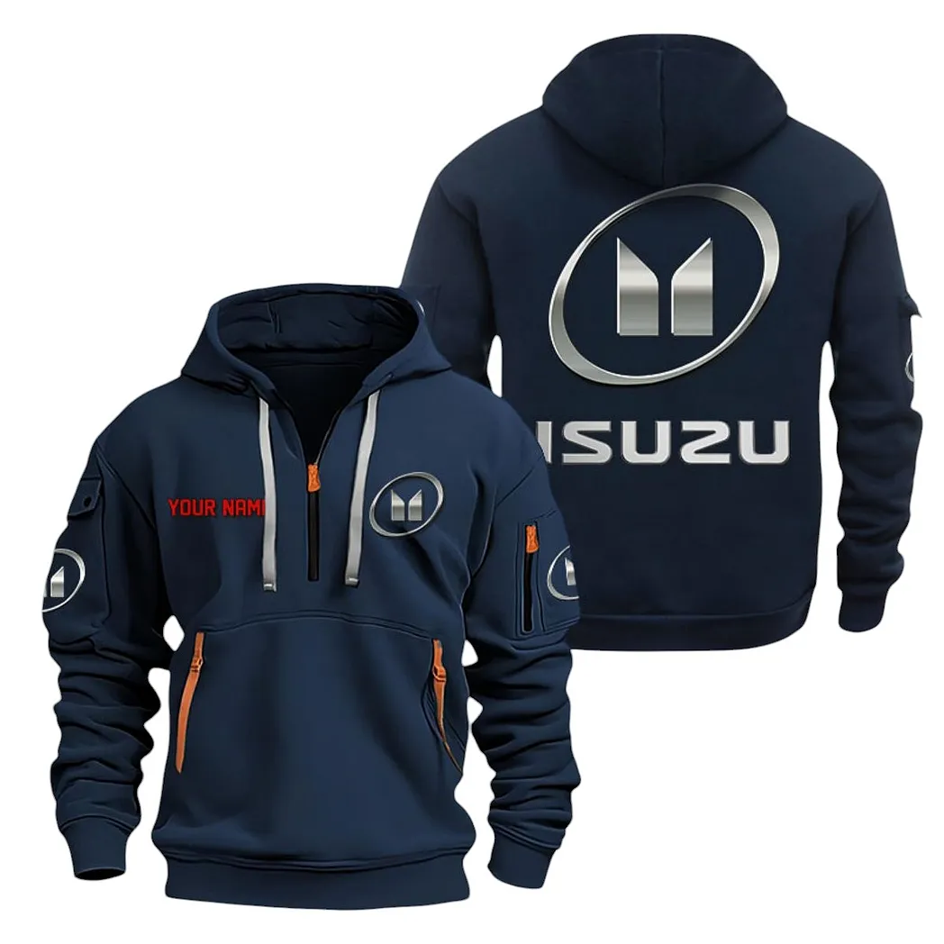 Isuzu Half Zip Hoodie For Men, Gift For Isuzu Lovers CAR20022125728 - Navy