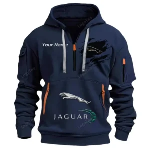Jaguar Cars Half Zip Hoodie CAR113021425785, Best Gift for Him, Husband, Boyfriend - Navy