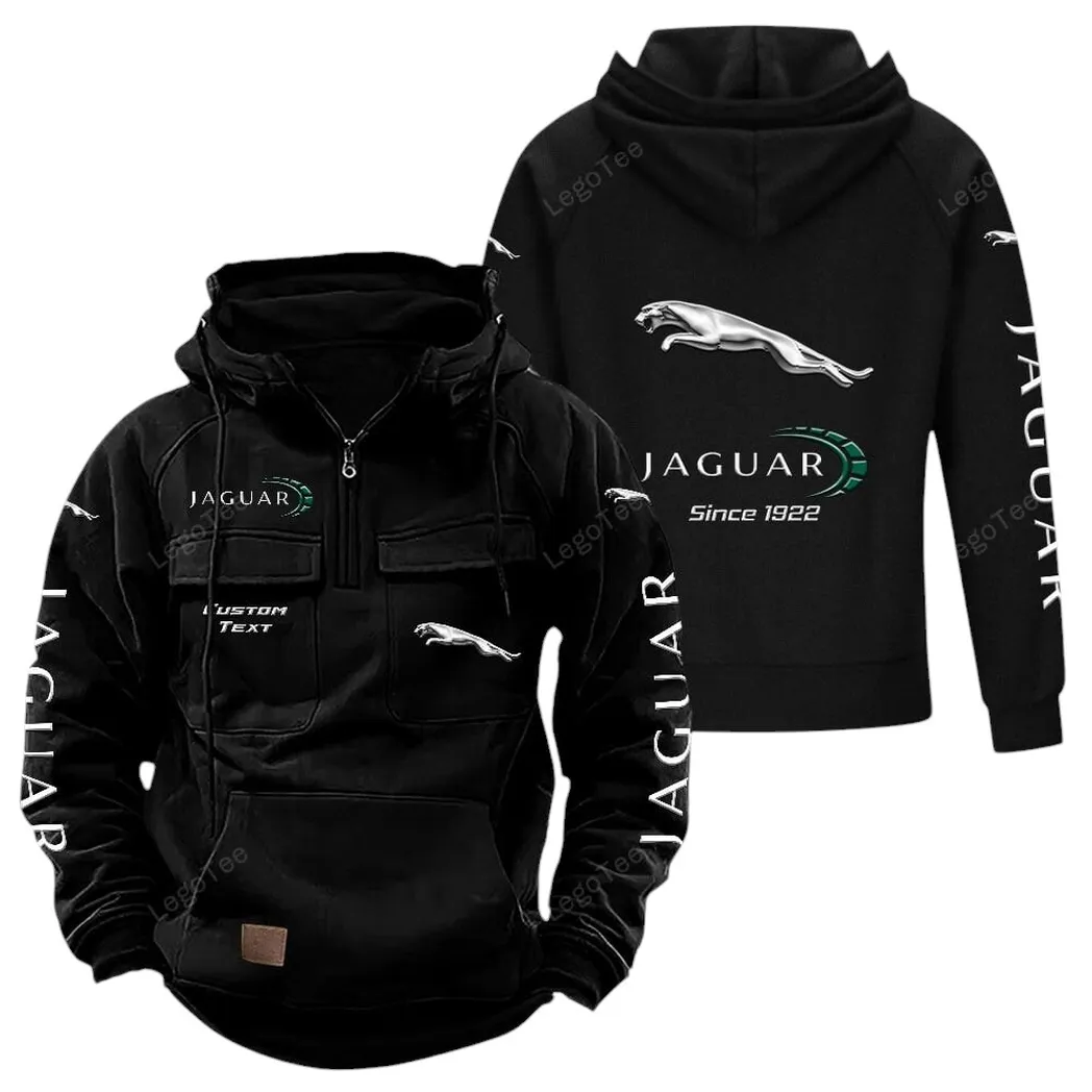 Jaguar Cars Tactical Quarter Zip Hoodie, Gift For Jaguar Cars Lovers, Gift For Him, Husband, Boyfriend - Black CAR96021425673-2