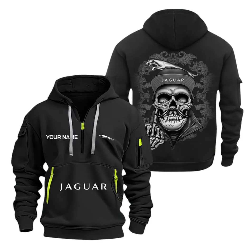 Jaguar Half Zip Hoodie For Men, Gift For Jaguar Fan CAR166022625134 - Black