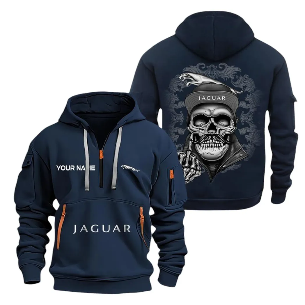 Jaguar Half Zip Hoodie For Men, Gift For Jaguar Fan CAR166022625134 - Navy