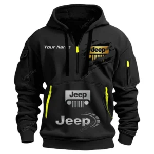 Jeep Half Zip Hoodie CAR113021425823, Best Gift for Him, Husband, Boyfriend - Black