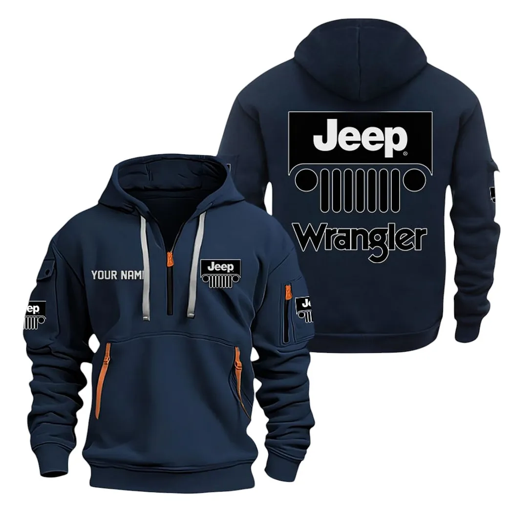 Jeep Wrangler Half Zip Hoodie For Men, Gift For Jeep Wrangler Lovers CAR20022125689 - Navy