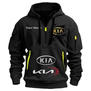 Kia Half Zip Hoodie CAR113021425831, Best Gift for Him, Husband, Boyfriend - Black