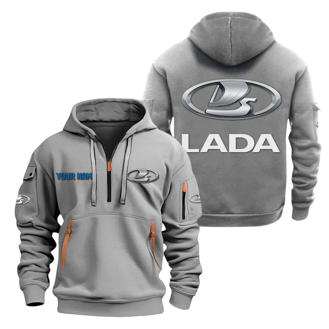 Lada Half Zip Hoodie For Men, Gift For Lada Lovers CAR20022125758 - Gray