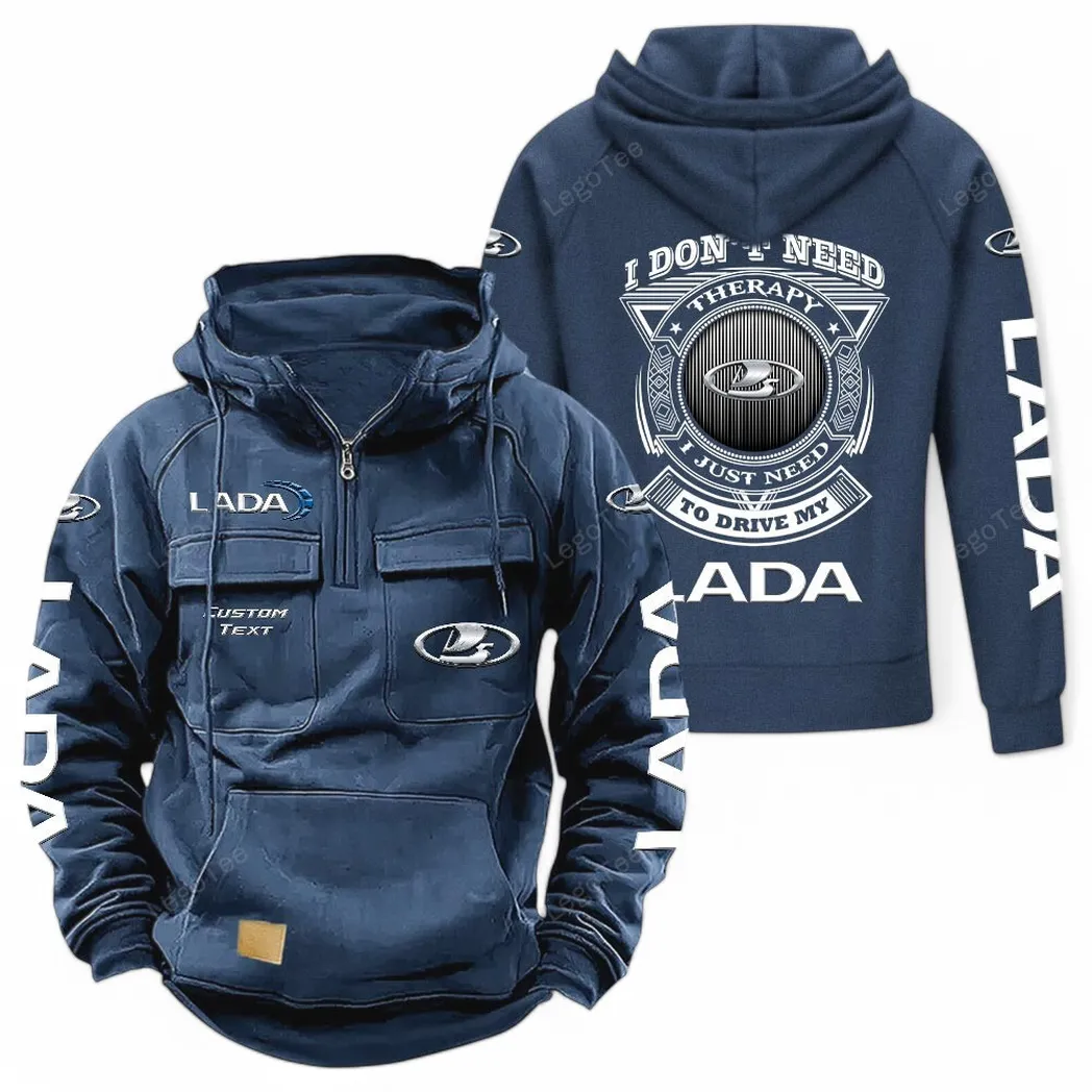Lada Tactical Quarter Zip Hoodie CAR106021525078, Gifts For Men, Him, Husband, Boyfriend - Dark Blue