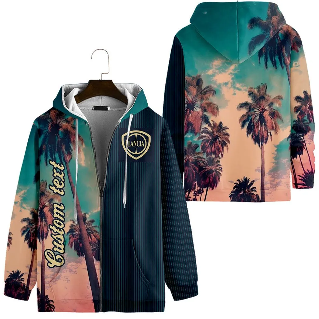 Lancia Vintage Zip Hoodie Palm Custom, All Over Print Car Hoodie CAR431041625449