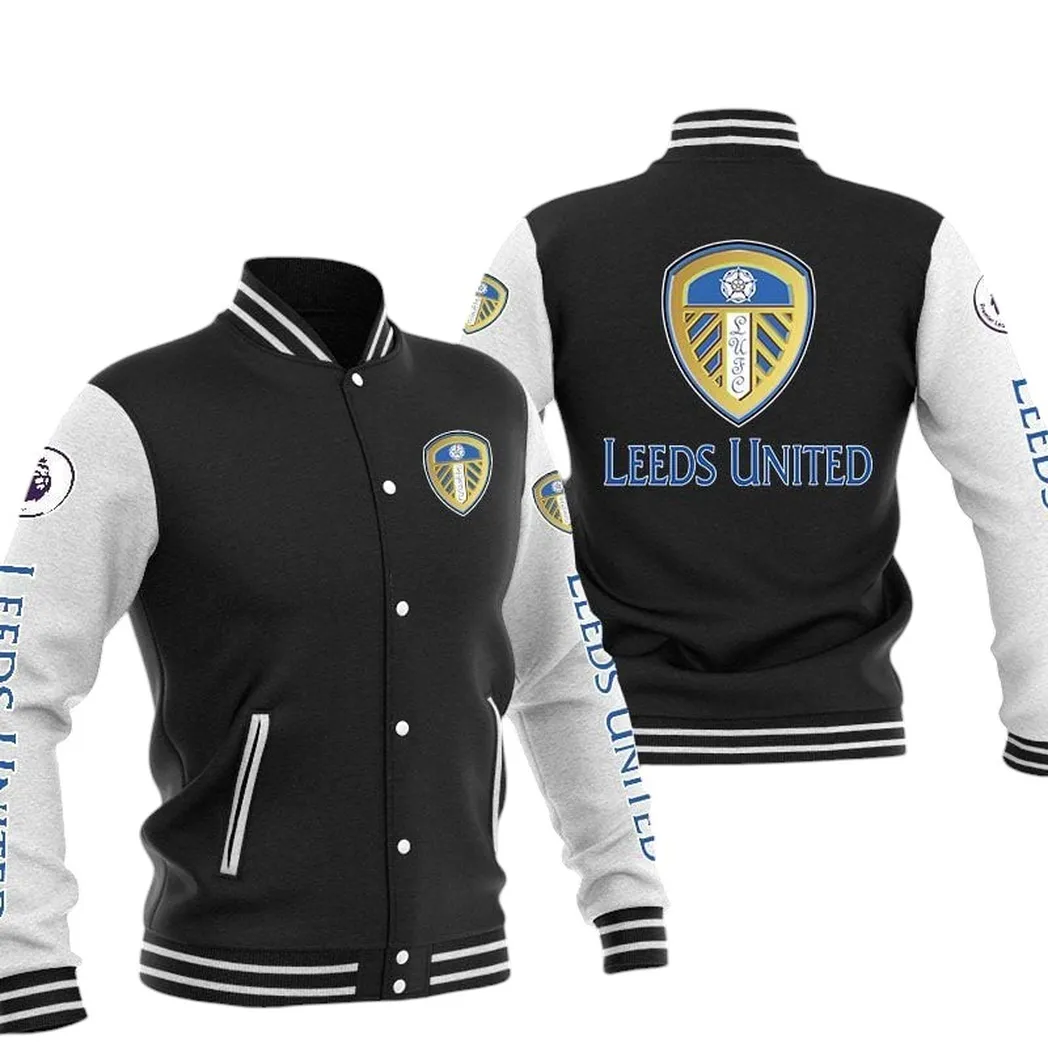 Leeds United EPL Baseball Jacket SPO1320011, Gift For Fan Leeds United - Black