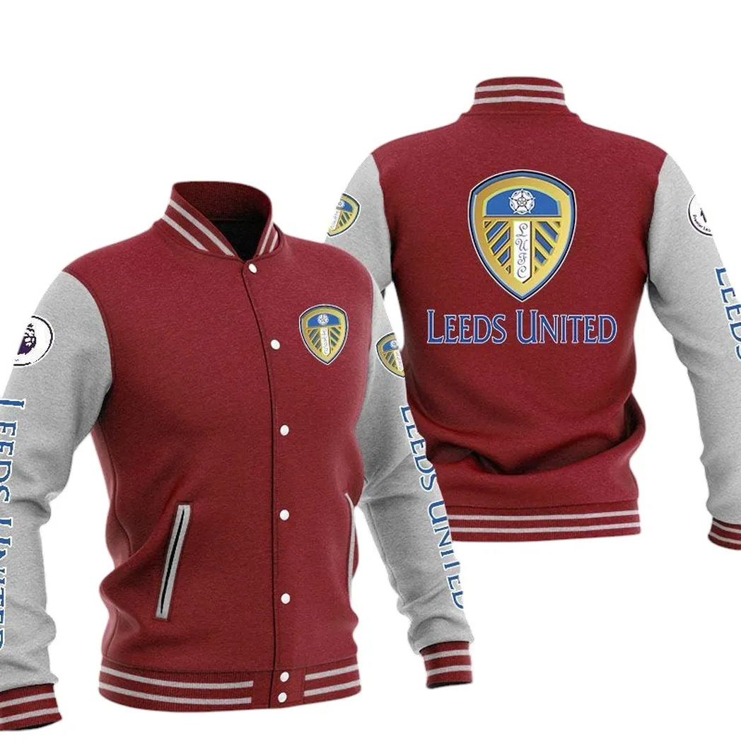 Leeds United EPL Baseball Jacket SPO1320011, Gift For Fan Leeds United - Burgundy