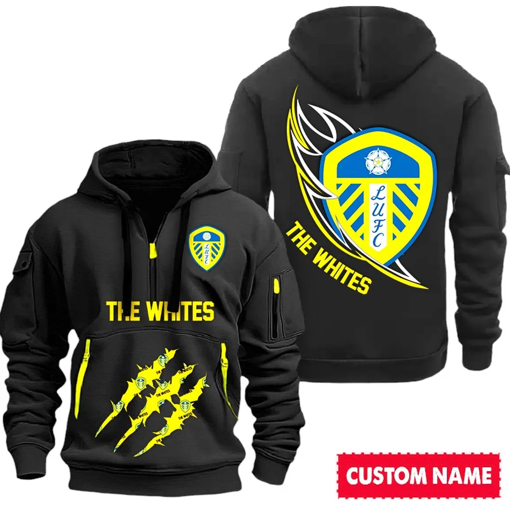 Leeds United EPL Hoodie Half Zipp SPO0120010, Gift For Fan Leeds United - Black