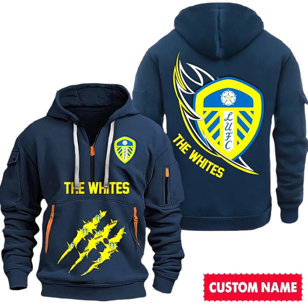 Leeds United EPL Hoodie Half Zipp SPO0120010, Gift For Fan Leeds United - Navy