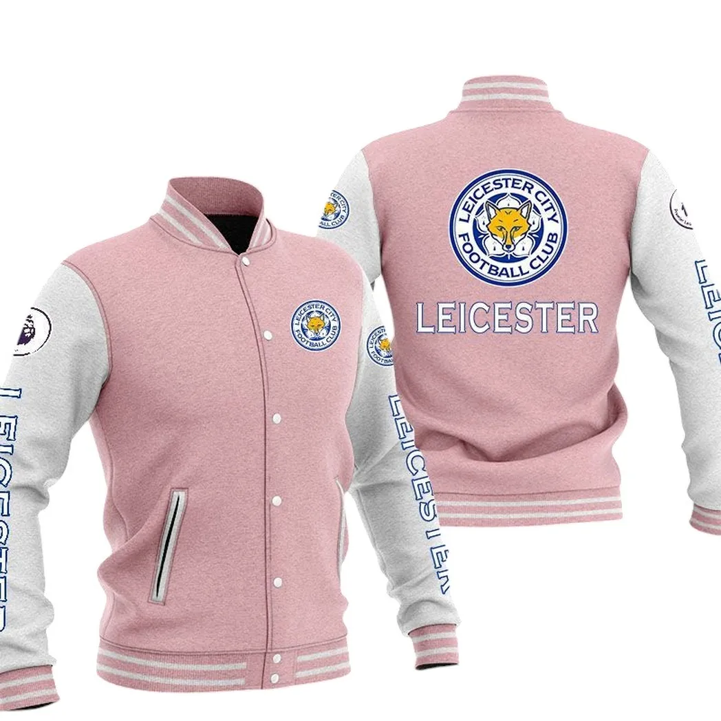 Leicester City EPL Baseball Jacket SPO1320015, Gift For Fan Leicester City - Pink