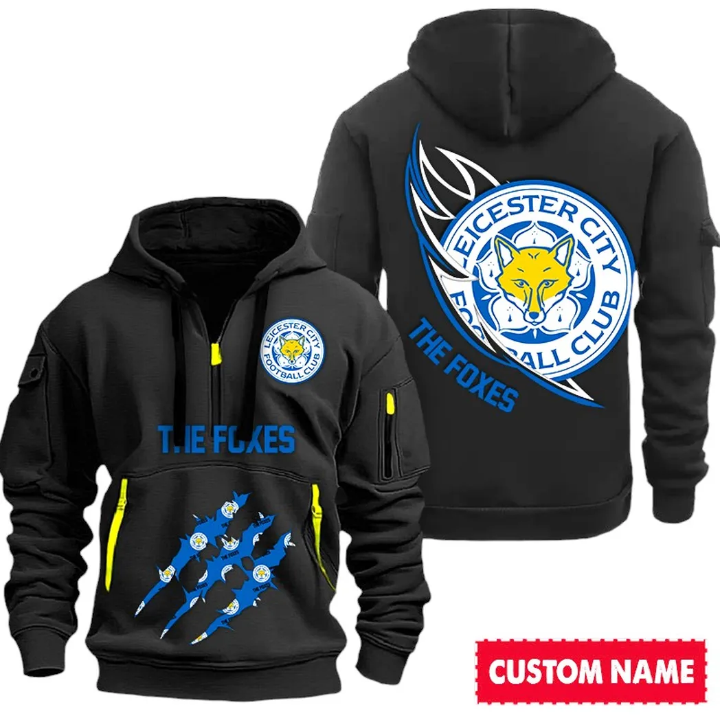 Leicester City EPL Hoodie Half Zipp SPO0120011, Gift For Fan Leicester City - Black