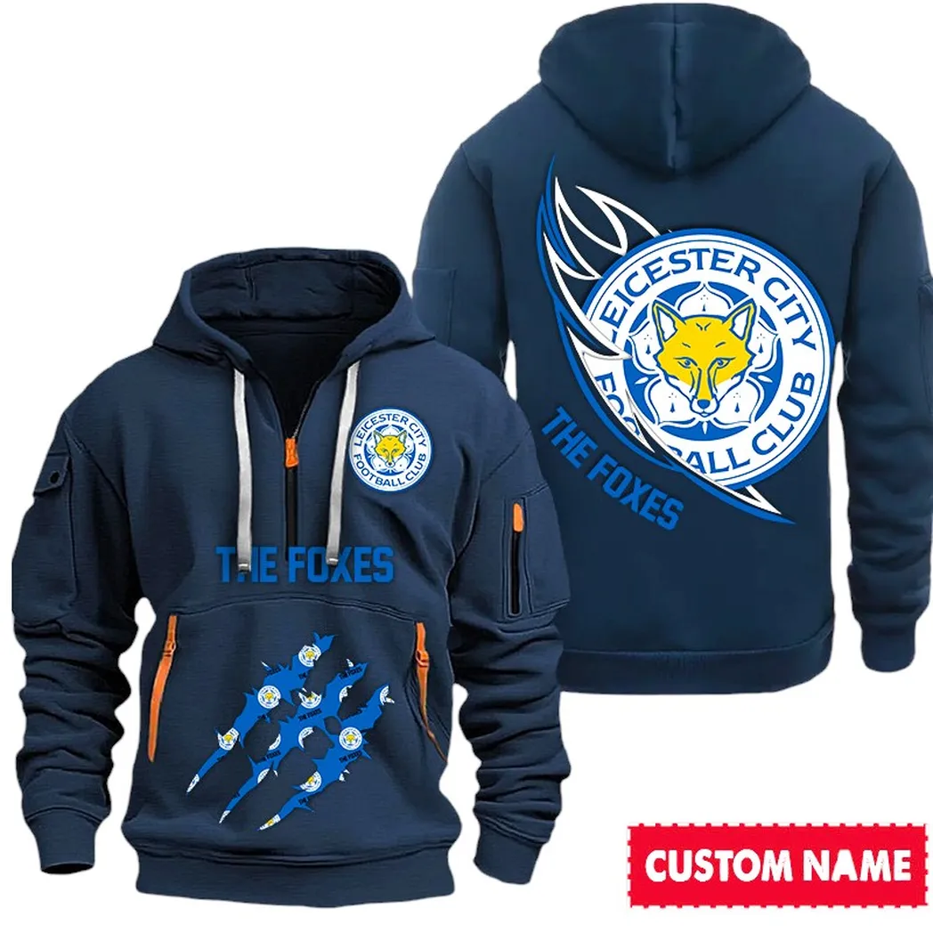Leicester City EPL Hoodie Half Zipp SPO0120011, Gift For Fan Leicester City - Navy