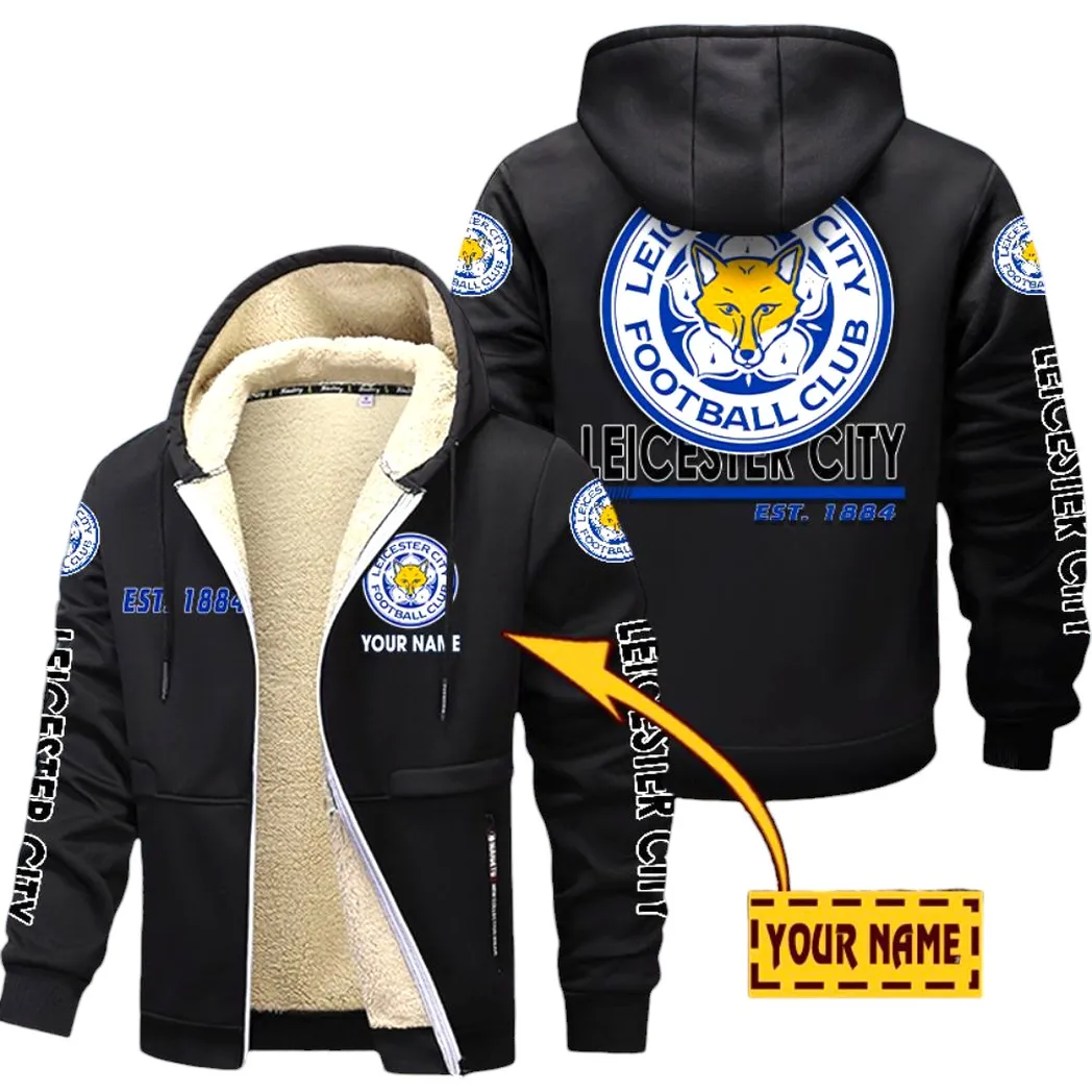 Leicester City EPL Lamb Fleece Thick Coat SPO0520017, Gift For Fan Leicester City - Black