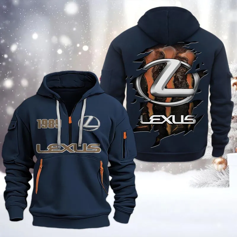 Lexus Half Zip Hoodie, All Over Print Half Zip Hoodies For Men CAR198032795 - Navy