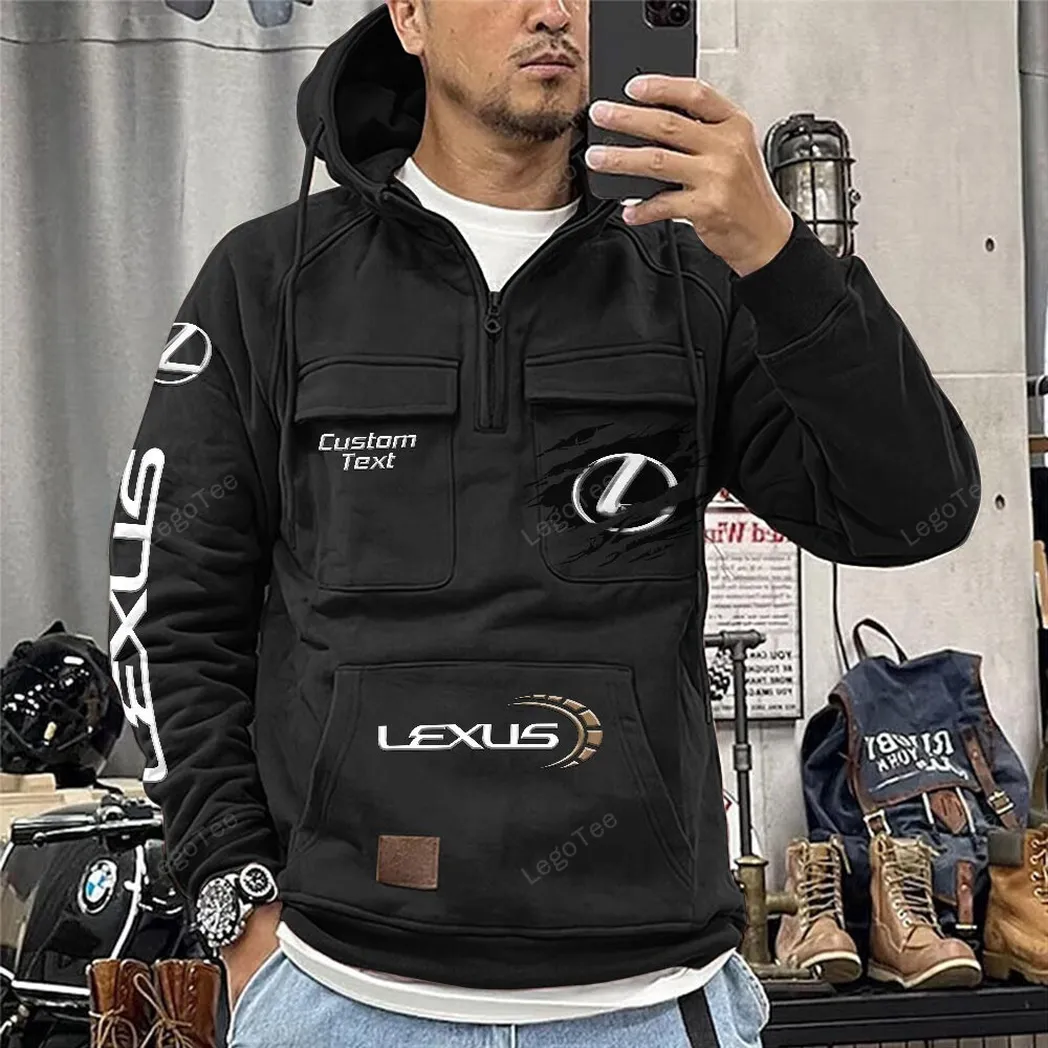 Lexus Tactical Quarter Zip Hoodie, Gift For Lexus Lovers, Gift For Him, Husband, Boyfriend - Black CAR122021425071-2