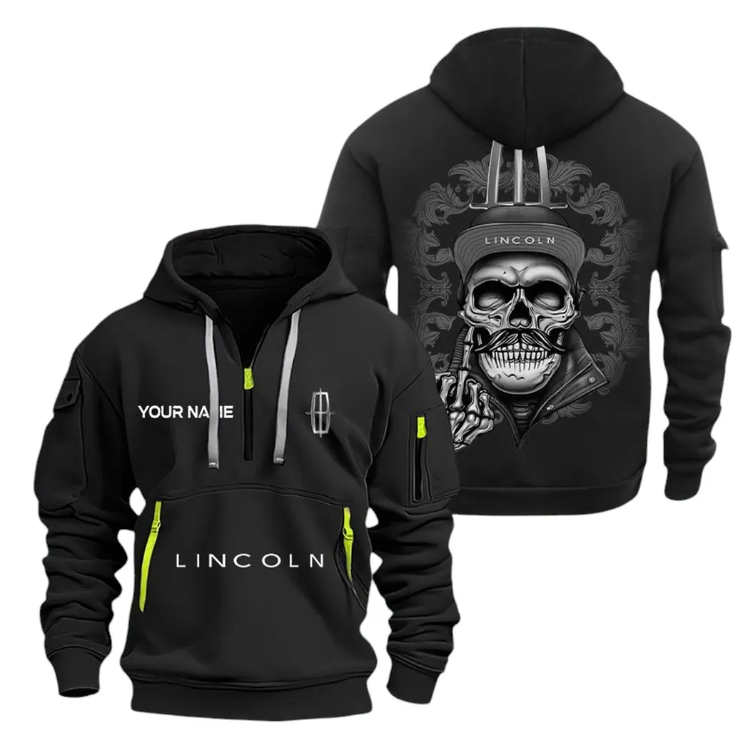 Lincoln Half Zip Hoodie For Men, Gift For Lincoln Fan CAR166022625164 - Black