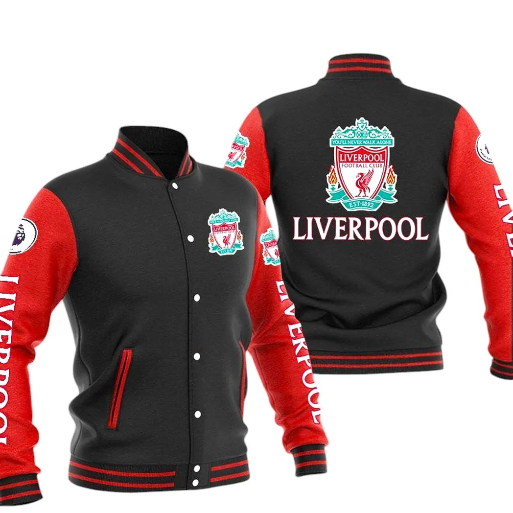 Liverpool  EPL Baseball Jacket SPO1320006, Gift For Fan Liverpool  - Red Black