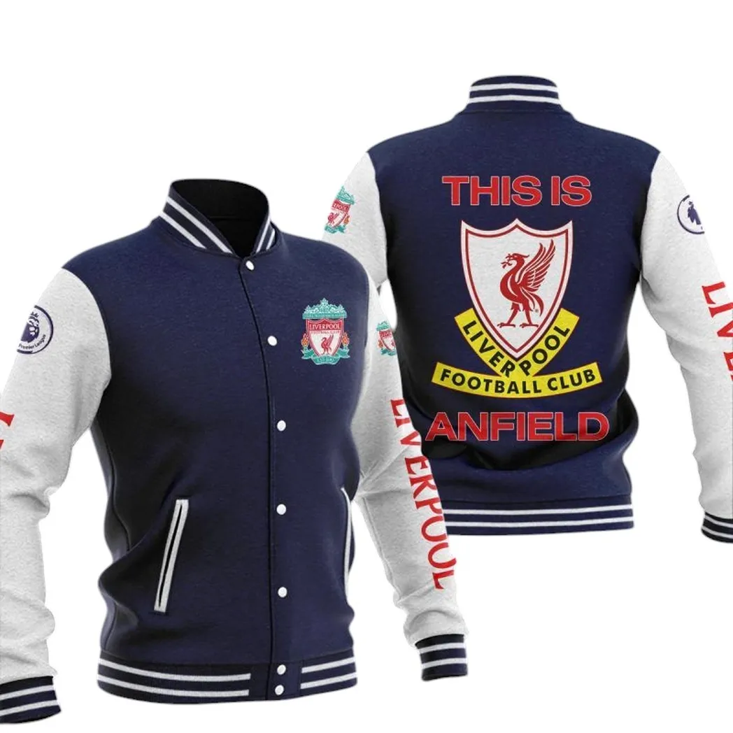 Liverpool  EPL Baseball Jacket SPO1320010, Gift For Fan Liverpool  - Navy