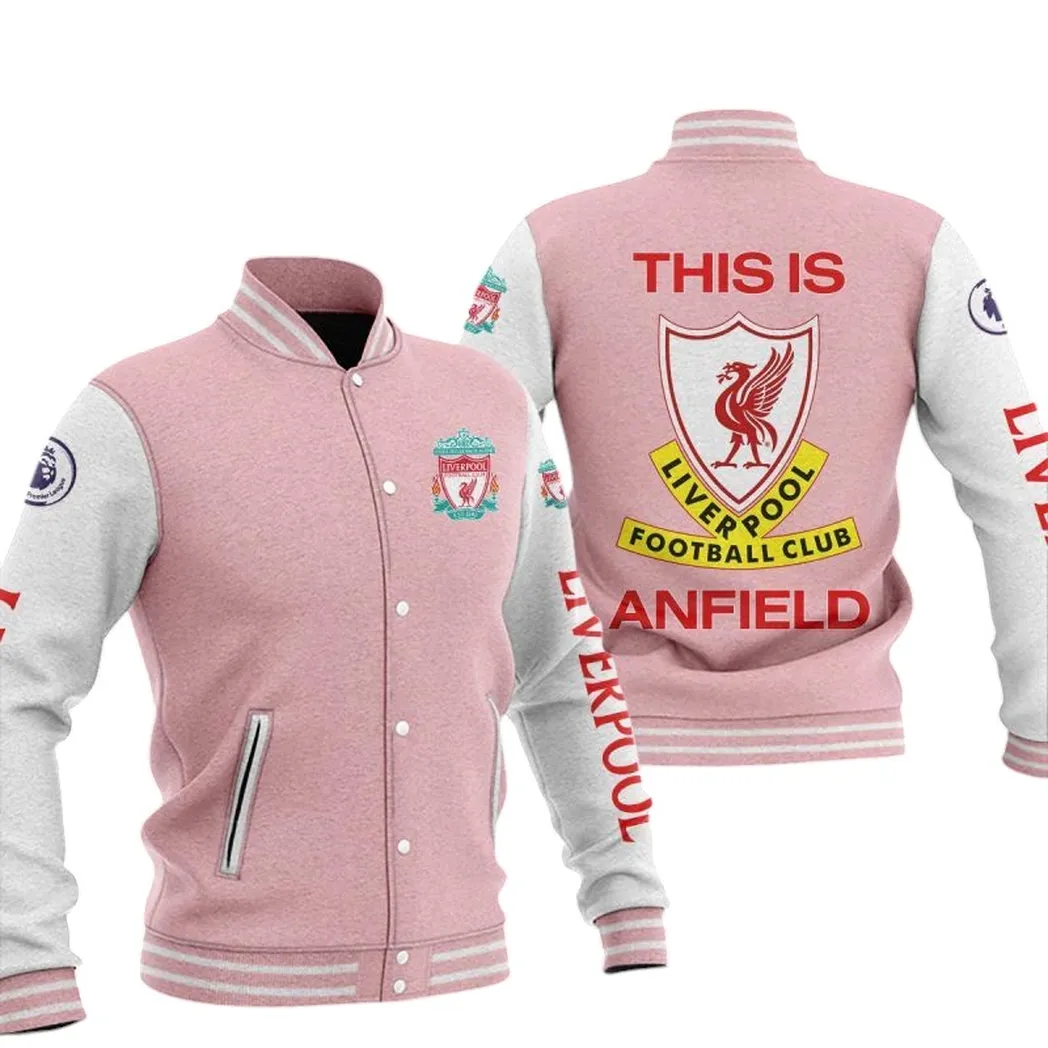 Liverpool  EPL Baseball Jacket SPO1320010, Gift For Fan Liverpool  - Pink
