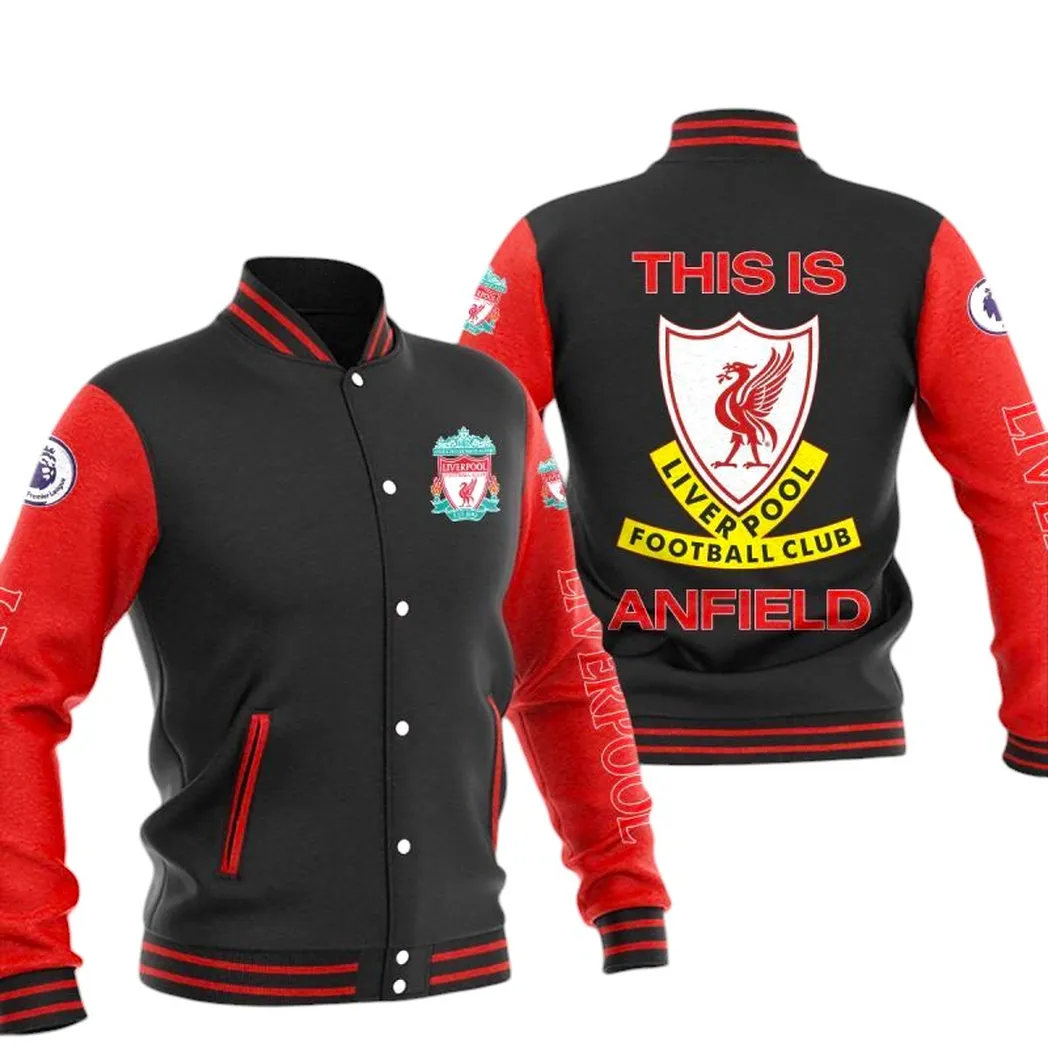 Liverpool  EPL Baseball Jacket SPO1320010, Gift For Fan Liverpool  - Red Black