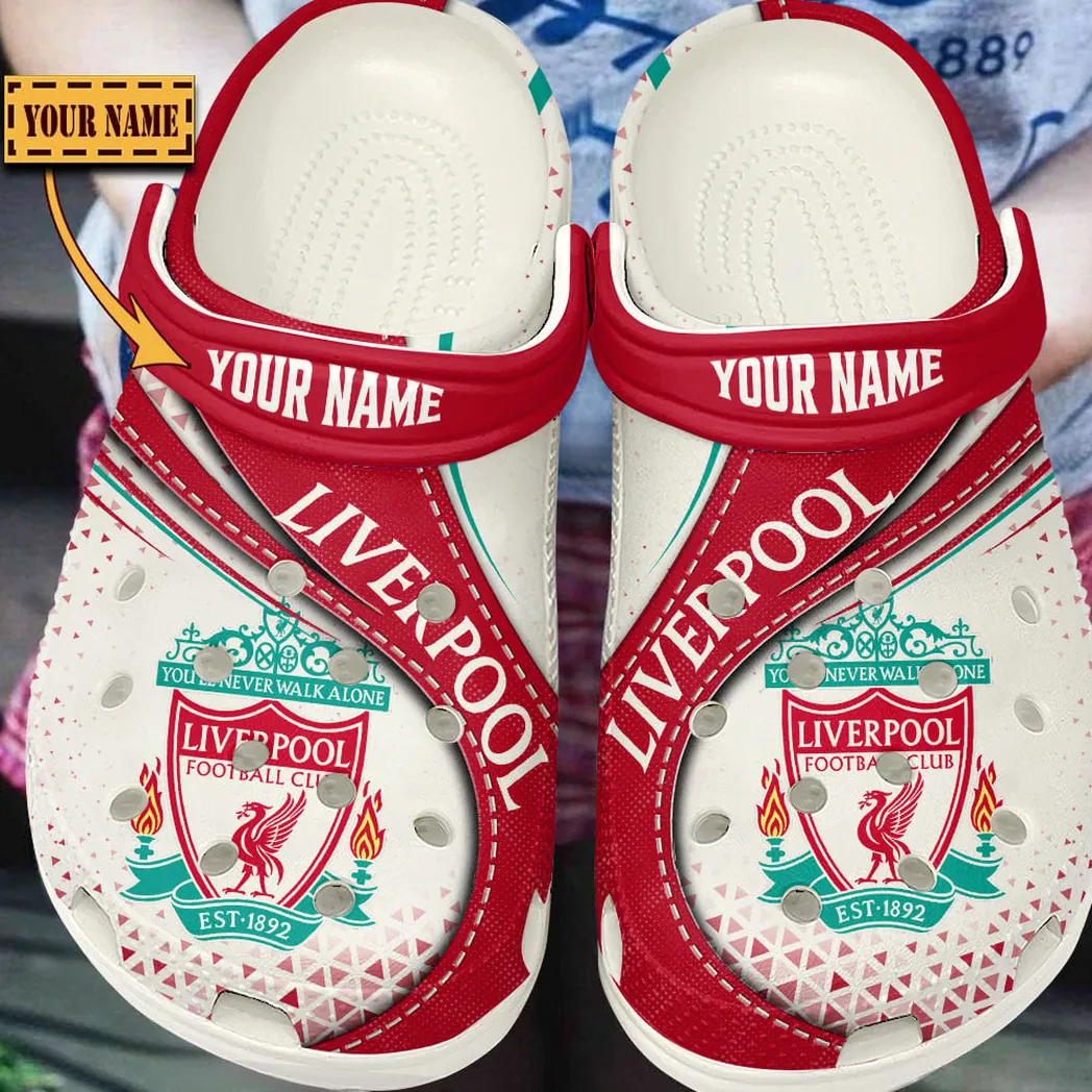 Liverpool EPL Crocs SPO2120001, Gift For Fan Liverpool - White
