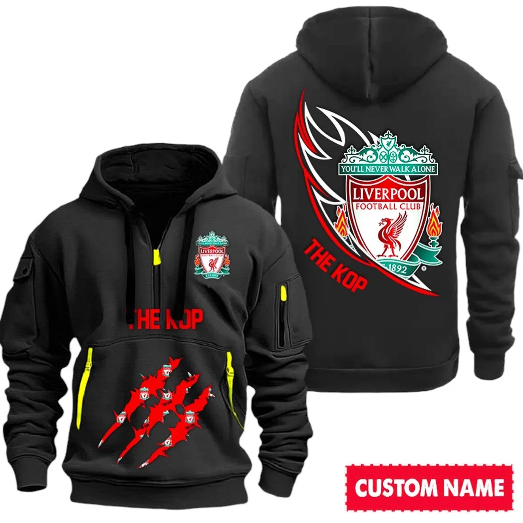Liverpool EPL Hoodie Half Zipp SPO0120012, Gift For Fan Liverpool - Black