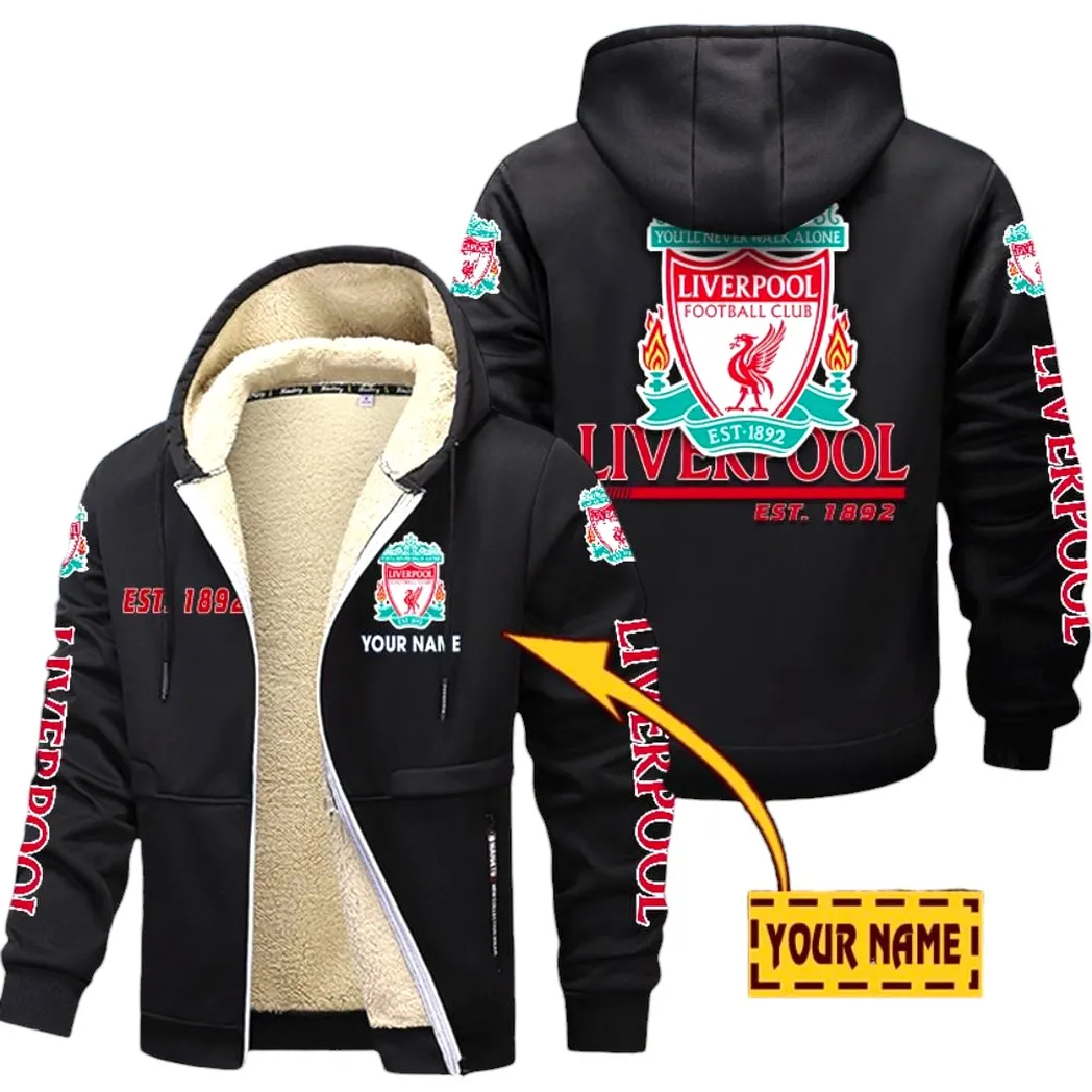Liverpool EPL Lamb Fleece Thick Coat SPO0520001, Gift For Fan Liverpool - Black