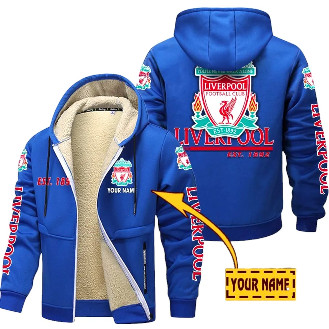 Liverpool EPL Lamb Fleece Thick Coat SPO0520001, Gift For Fan Liverpool - Blue