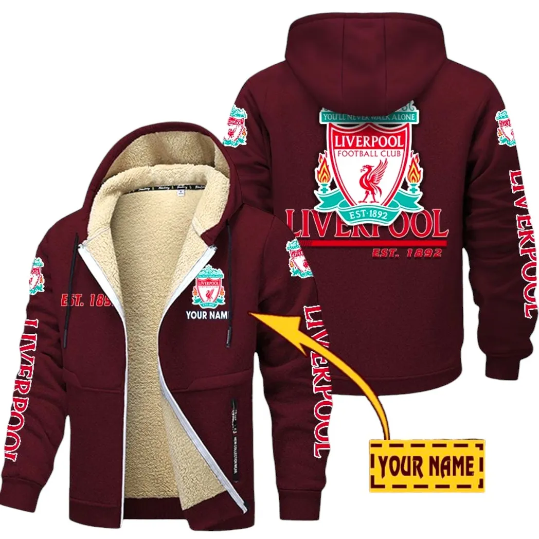 Liverpool EPL Lamb Fleece Thick Coat SPO0520001, Gift For Fan Liverpool - Burgundy