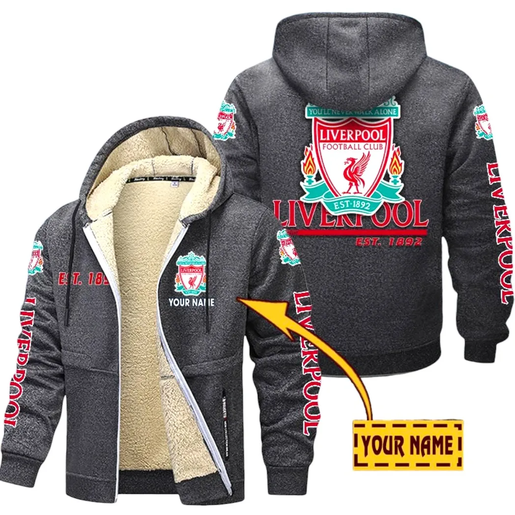 Liverpool EPL Lamb Fleece Thick Coat SPO0520001, Gift For Fan Liverpool - Dark Gray