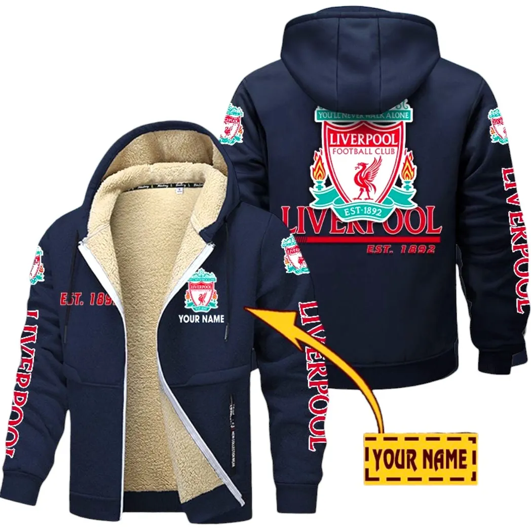 Liverpool EPL Lamb Fleece Thick Coat SPO0520001, Gift For Fan Liverpool - Navy