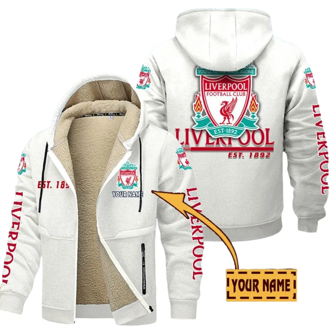 Liverpool EPL Lamb Fleece Thick Coat SPO0520001, Gift For Fan Liverpool - White