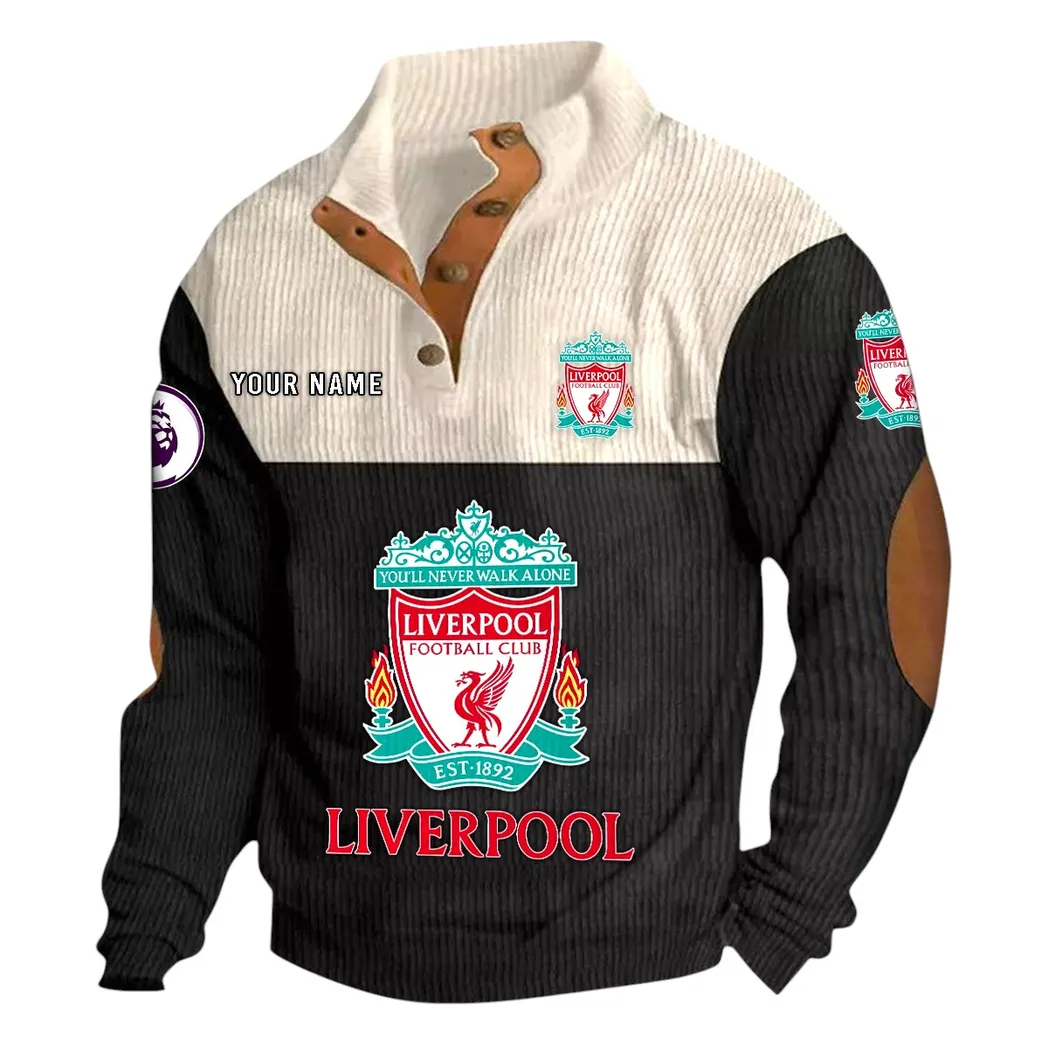 Liverpool EPL Stand Up Collar Base Shirt SPO0820008, Gift For Fan Liverpool - Black