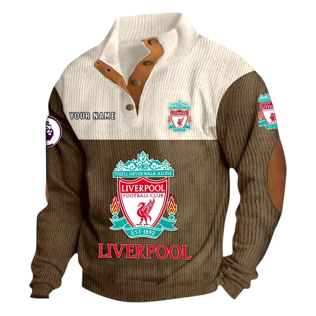 Liverpool EPL Stand Up Collar Base Shirt SPO0820008, Gift For Fan Liverpool - Brown