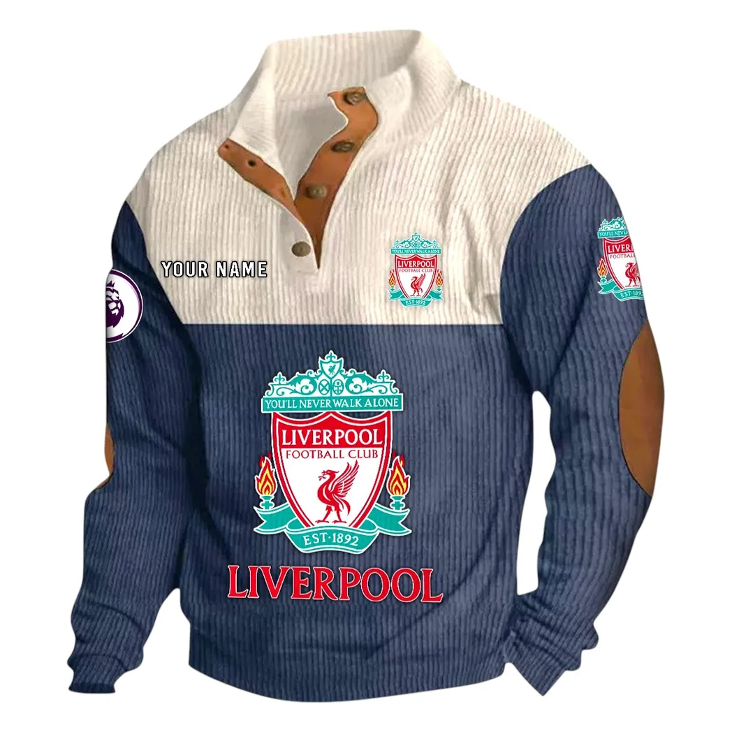 Liverpool EPL Stand Up Collar Base Shirt SPO0820008, Gift For Fan Liverpool - Navy