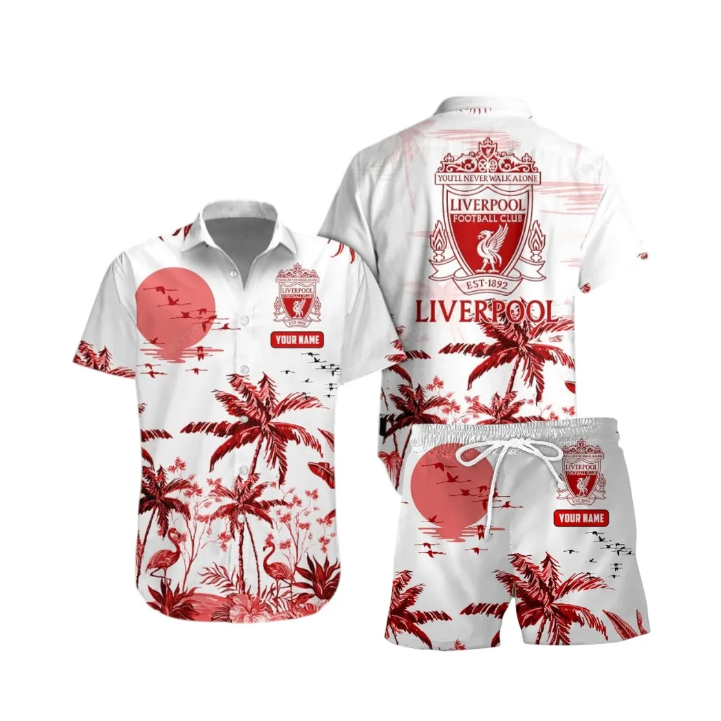 Liverpool Hawaiian Shirt Set For Men, All Over Print Hawaiian Shirt Set Liverpool EPL0204212512