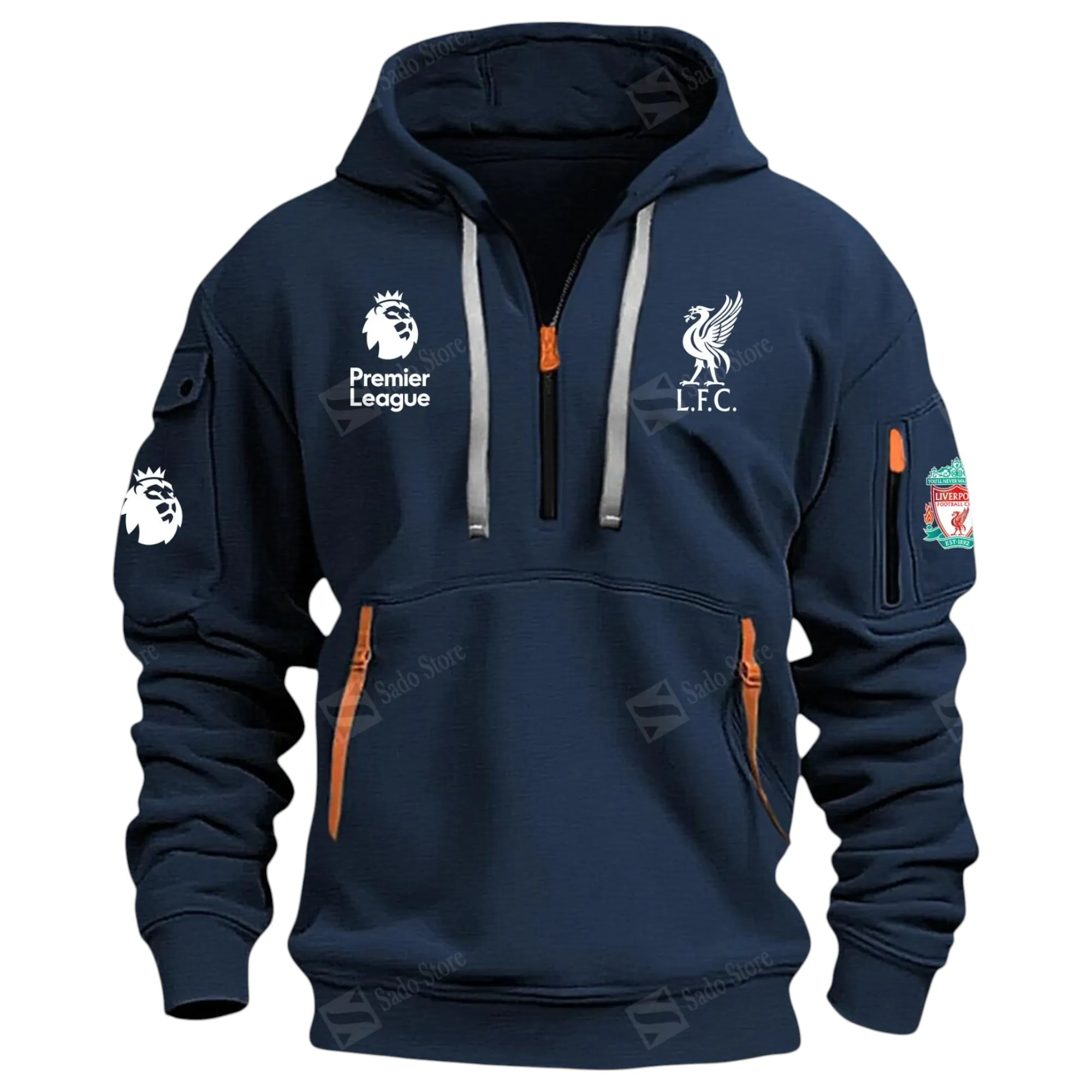 Liverpool Hoodie Half Zip Premier League Champions 2025 EPL40050825890 - Navy