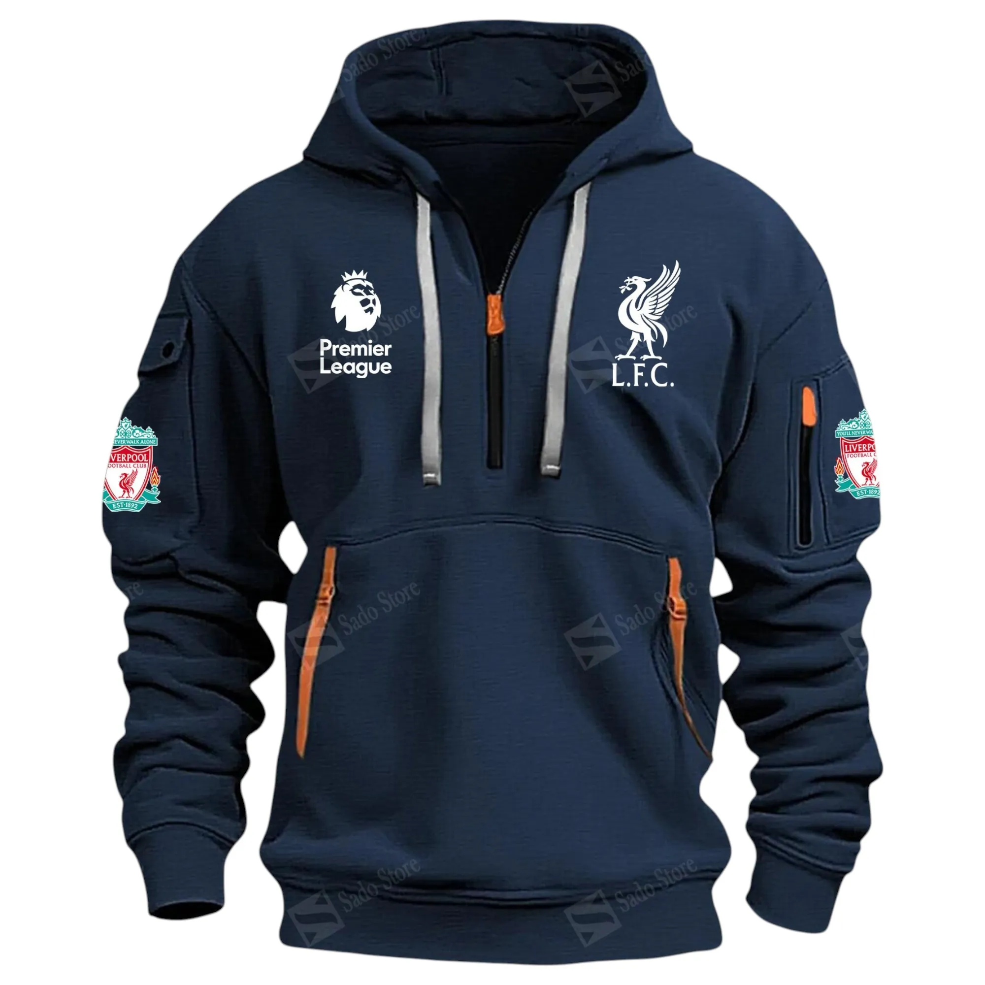 Liverpool Hoodie Half Zip Premier League Champions 2025 EPL40050825894 - Navy