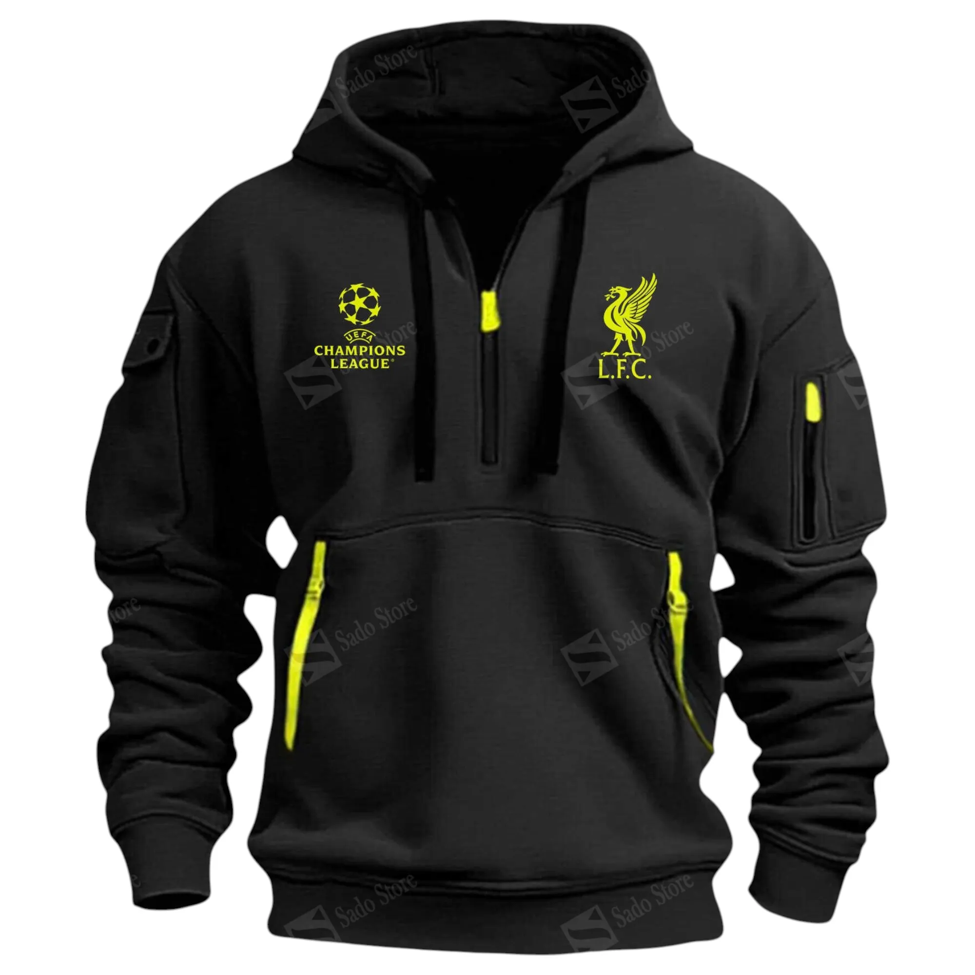 Liverpool Hoodie Half Zip Premier League Champions 2025 EPL40050825896 - Black