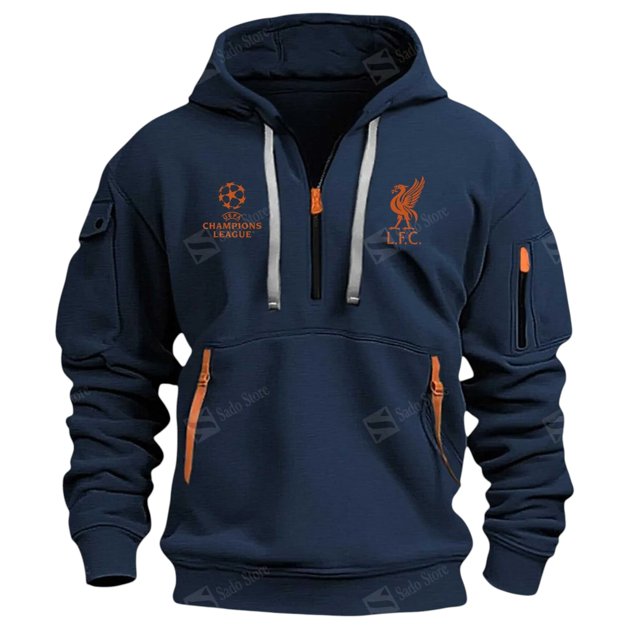 Liverpool Hoodie Half Zip Premier League Champions 2025 EPL40050825896 - Navy